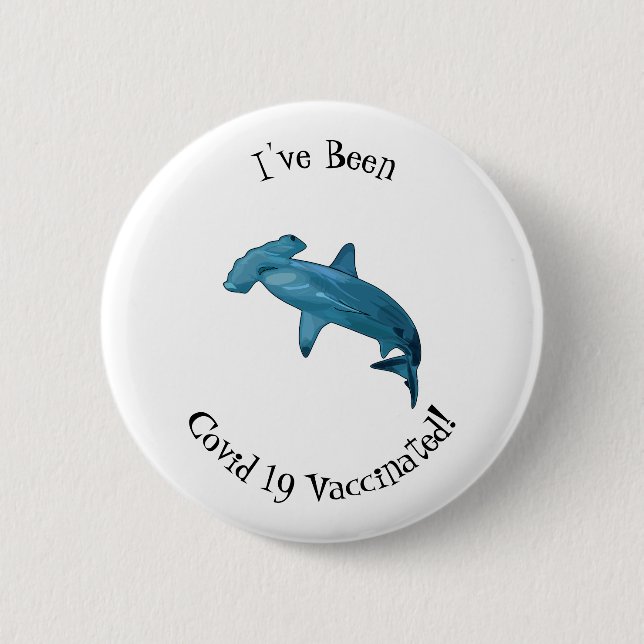 Hammerhead shark cartoon illustration button (Front)