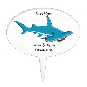 Hammerhead shark cartoon illustration cake topper