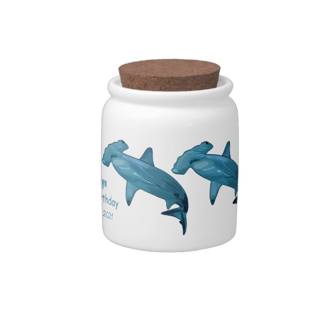 Hammerhead shark cartoon illustration candy jar (Right)