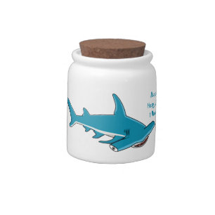 Hammerhead shark cartoon illustration candy jar