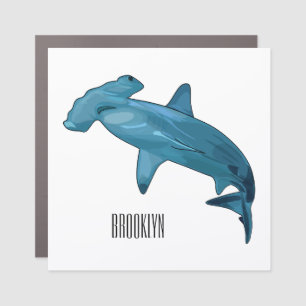 Hammerhead shark cartoon illustration car magnet