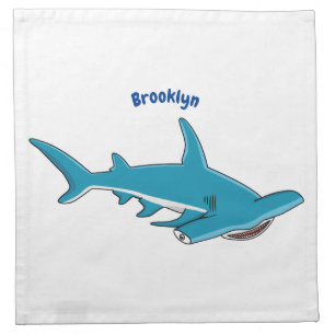 Hammerhead shark cartoon illustration cloth napkin