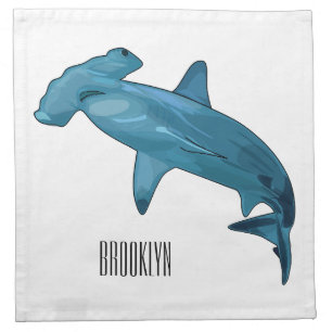 Hammerhead shark cartoon illustration cloth napkin