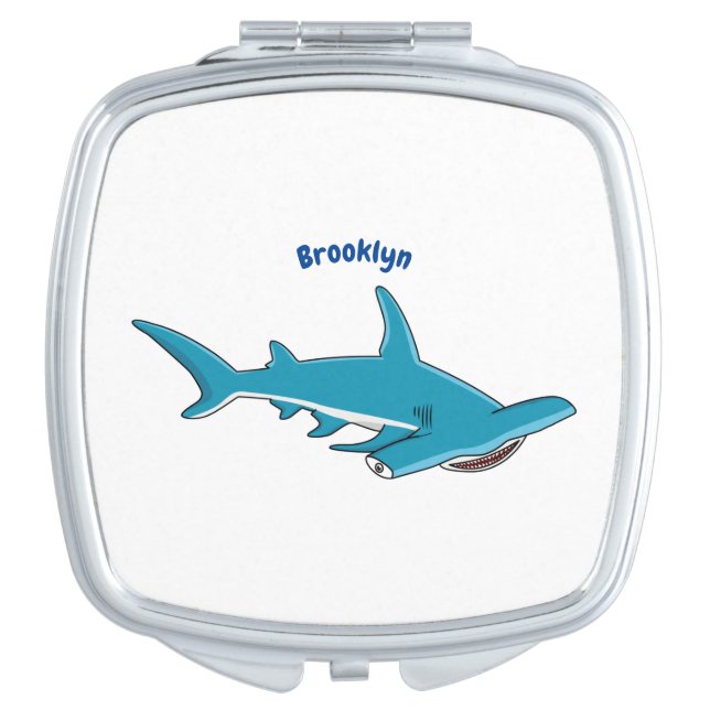 Hammerhead shark cartoon illustration compact mirror (Front)
