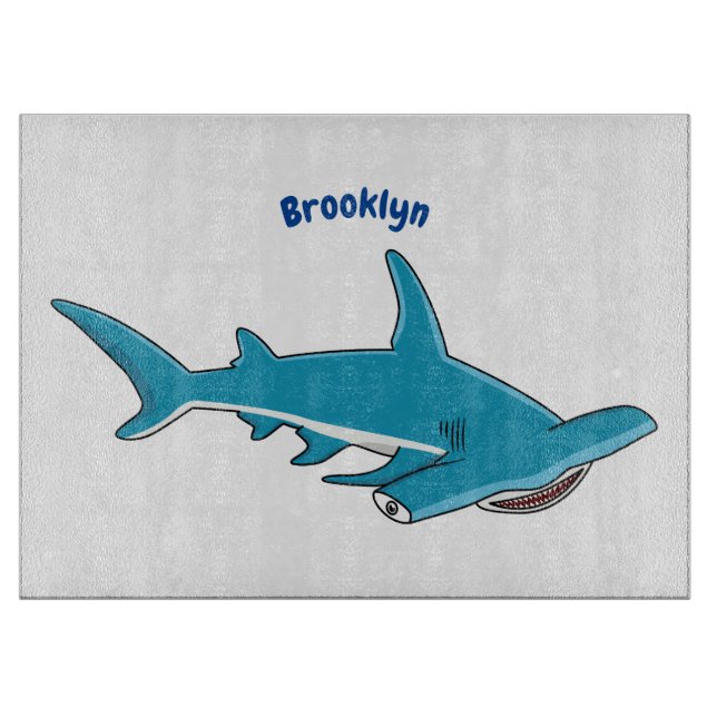 Hammerhead shark cartoon illustration  cutting board (Front)