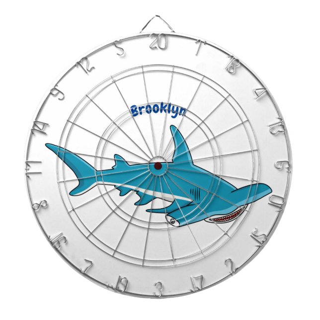 Hammerhead shark cartoon illustration  dart board (Front)