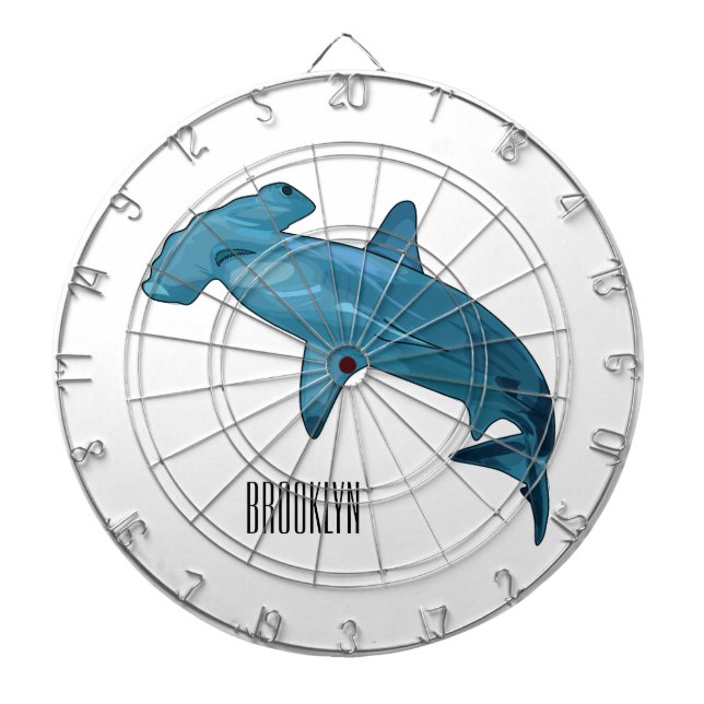 Hammerhead shark cartoon illustration dart board (Front)