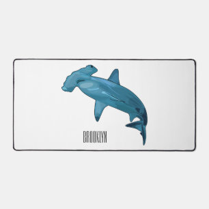 Hammerhead shark cartoon illustration desk mat