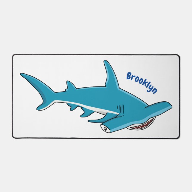 Hammerhead shark cartoon illustration  desk mat (Front)