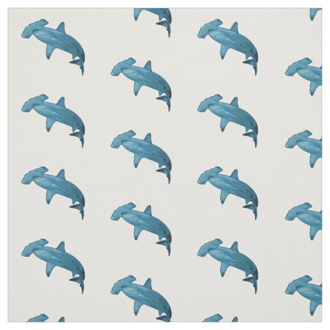 Hammerhead shark cartoon illustration fabric (Swatch)