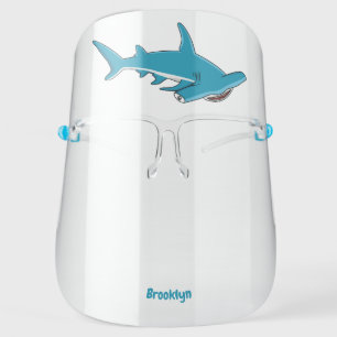 Hammerhead shark cartoon illustration face shield
