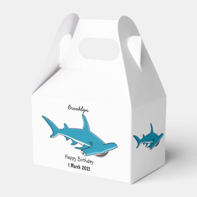 Hammerhead shark cartoon illustration favor boxes (Front Side)