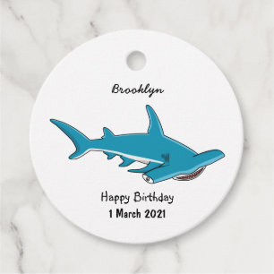 Hammerhead shark cartoon illustration favor tags