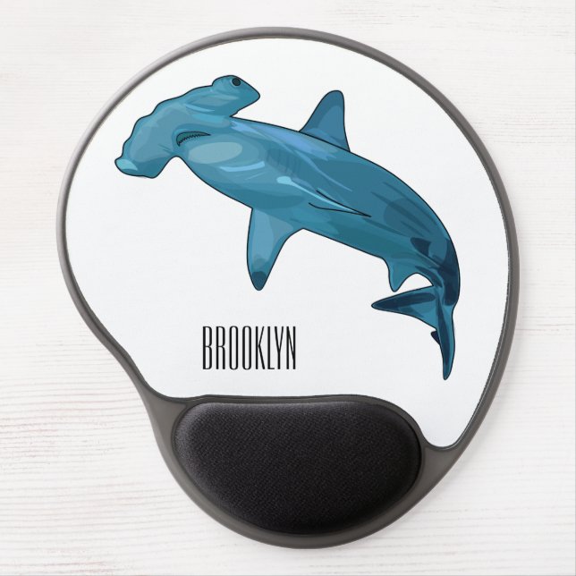 Hammerhead shark cartoon illustration gel mouse pad (Front)