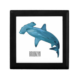 Hammerhead shark cartoon illustration gift box