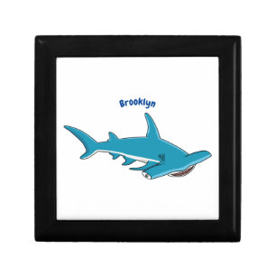 Hammerhead shark cartoon illustration gift box