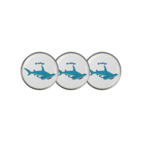 Hammerhead shark cartoon illustration golf ball marker