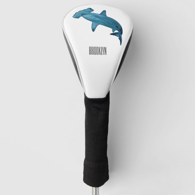 Hammerhead shark cartoon illustration golf head cover (Front)