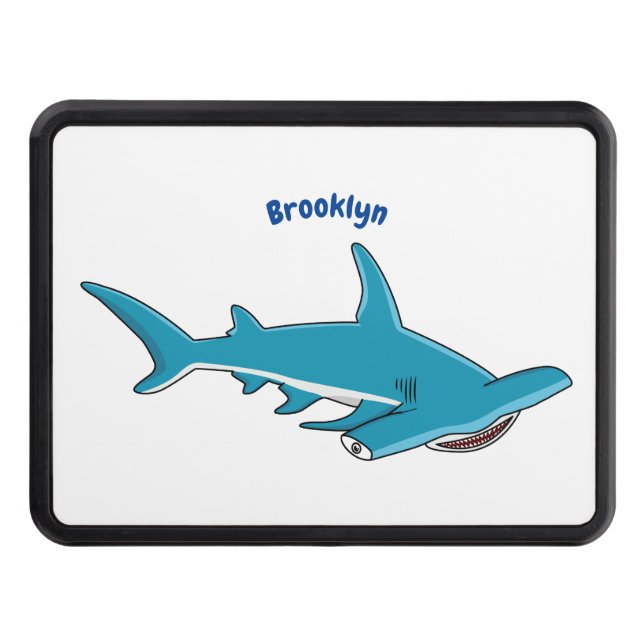 Hammerhead shark cartoon illustration  hitch cover (Front)