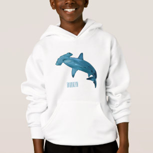 Hammerhead shark cartoon illustration hoodie