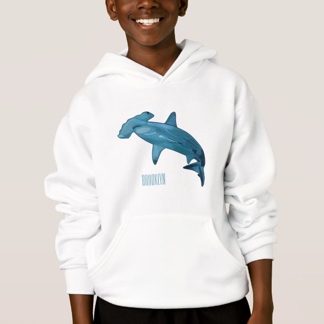 Hammerhead shark cartoon illustration hoodie (Front)
