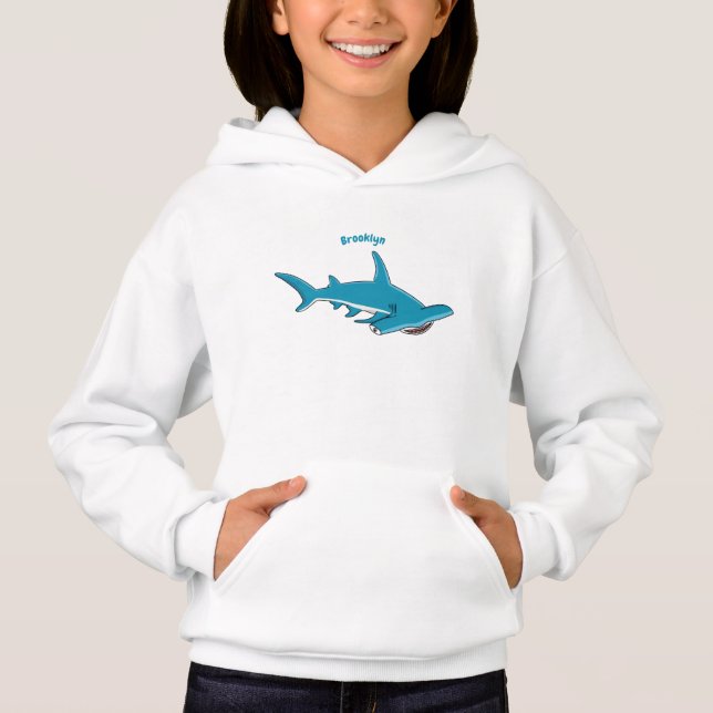 Hammerhead shark cartoon illustration hoodie (Front)