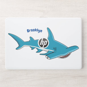 Hammerhead shark cartoon illustration HP laptop skin