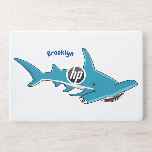 Hammerhead shark cartoon illustration HP laptop skin (Front)