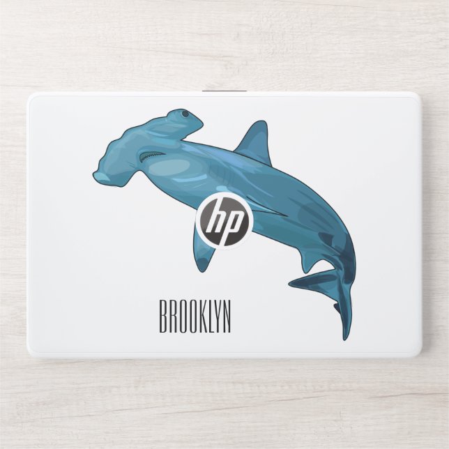 Hammerhead shark cartoon illustration HP laptop skin (Front)