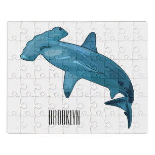 Hammerhead shark cartoon illustration jigsaw puzzle