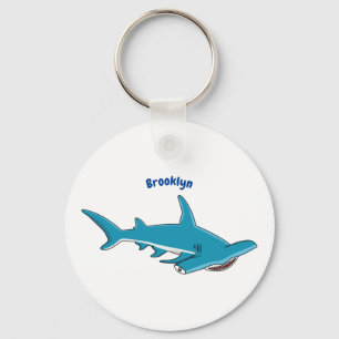 Hammerhead shark cartoon illustration keychain