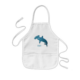 Hammerhead shark cartoon illustration kids' apron