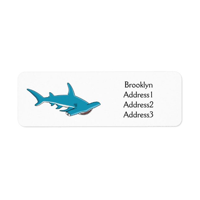 Hammerhead shark cartoon illustration  label (Front)