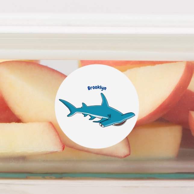 Hammerhead shark cartoon illustration labels (Affixed)