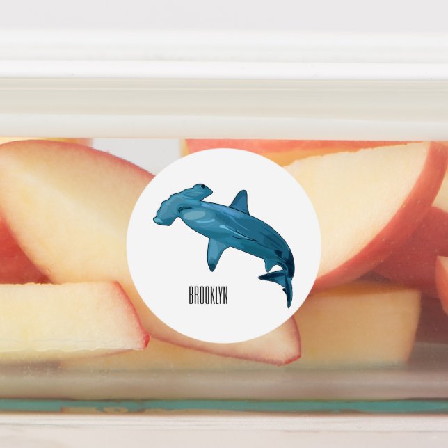 Hammerhead shark cartoon illustration labels (Affixed)