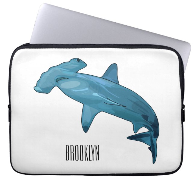 Hammerhead shark cartoon illustration laptop sleeve (Front)