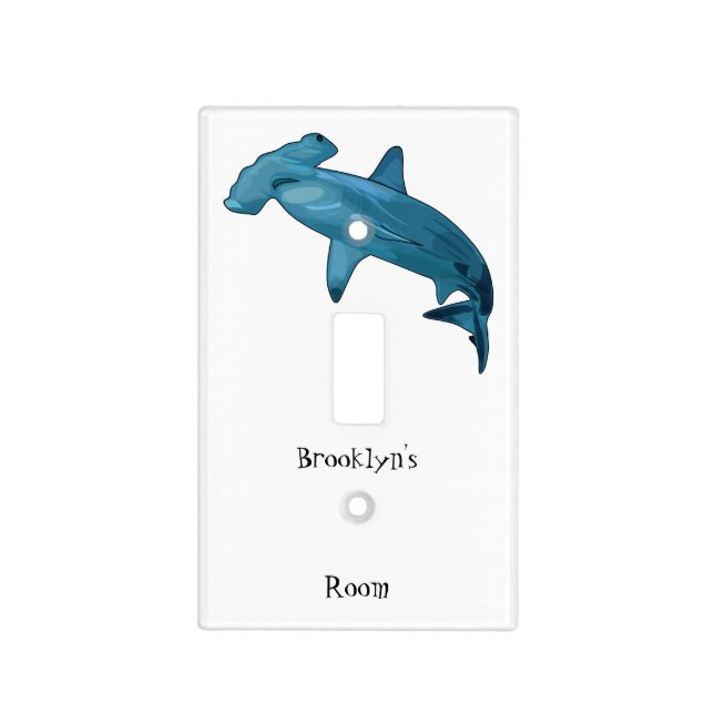 Hammerhead shark cartoon illustration light switch cover (Front)