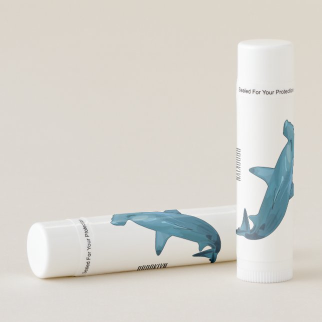 Hammerhead shark cartoon illustration lip balm (Front)