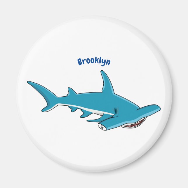 Hammerhead shark cartoon illustration  magnet (Front)