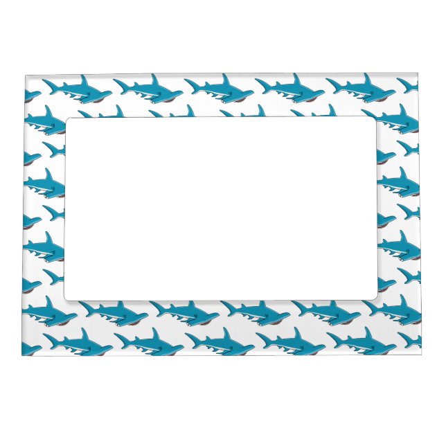 Hammerhead shark cartoon illustration magnetic frame (Front)