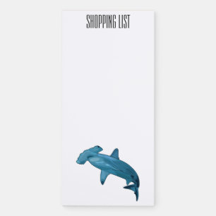 Hammerhead shark cartoon illustration magnetic notepad