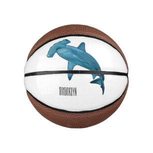 Hammerhead shark cartoon illustration mini basketball