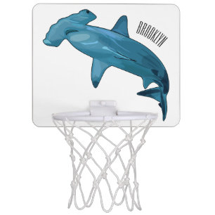 Hammerhead shark cartoon illustration mini basketball hoop