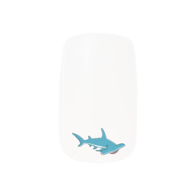 Hammerhead shark cartoon illustration  minx nail art (Left Thumb)