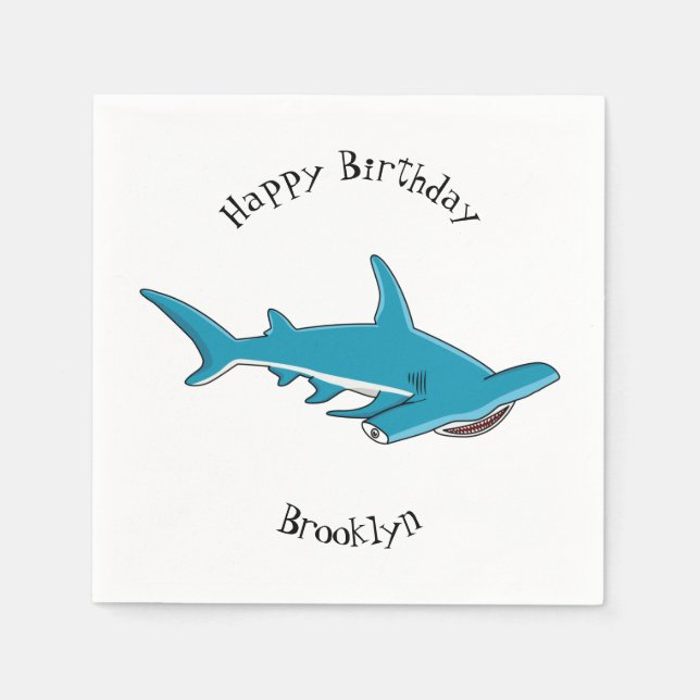Hammerhead shark cartoon illustration  napkins (Front)
