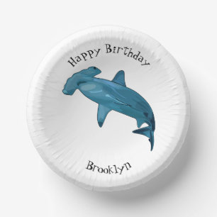 Hammerhead shark cartoon illustration paper bowls