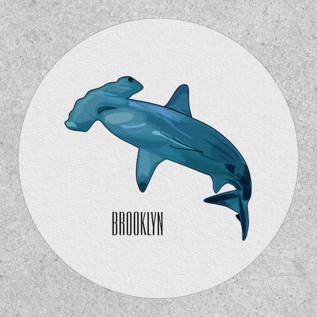 Hammerhead shark cartoon illustration patch (Front)