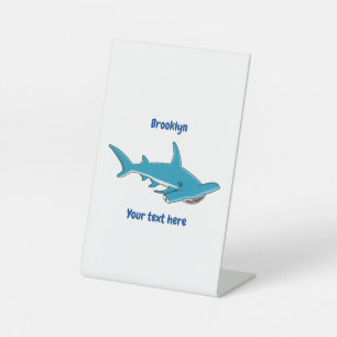 Hammerhead shark cartoon illustration pedestal sign