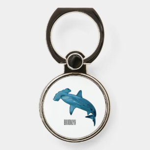 Hammerhead shark cartoon illustration phone ring stand