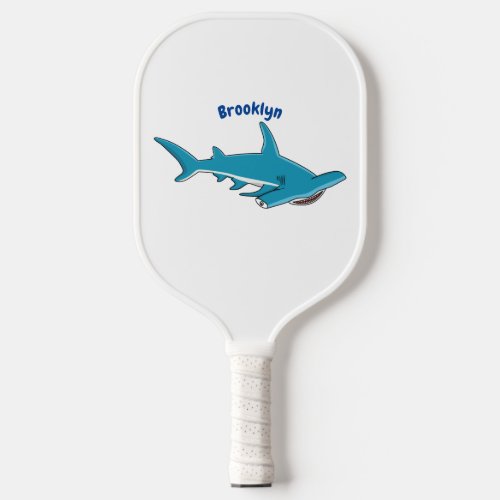 Hammerhead shark cartoon illustration pickleball paddle